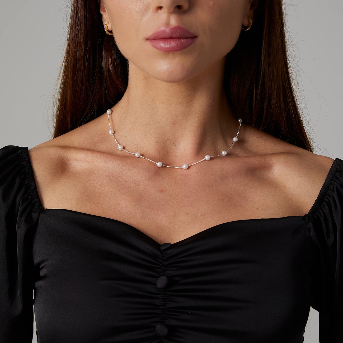 Tasiso Dainty Pearl Necklace for Women Tiny Pearl Pendant Necklaces
