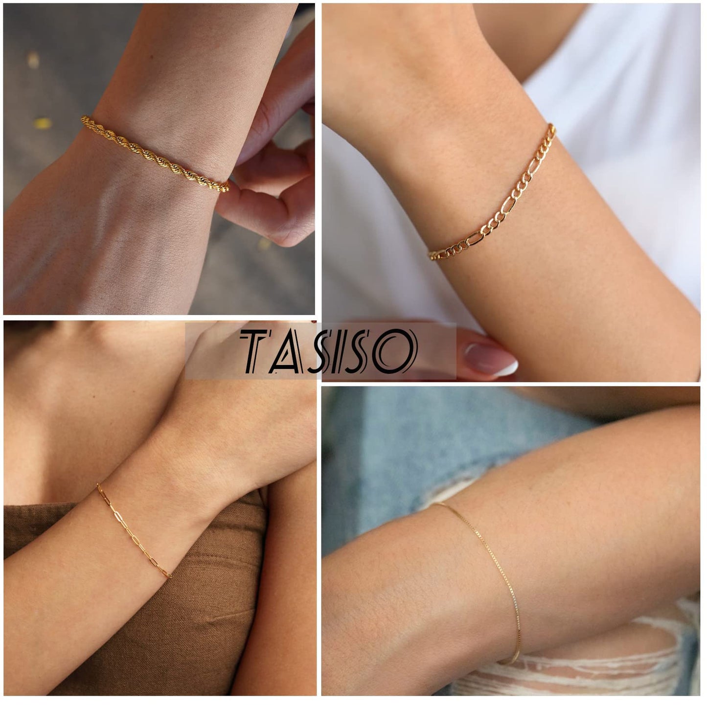 Tasiso Gold Bracelets for Women 14K Gold Jewelry for Women Cute Heart Beaded Bracelets for Women