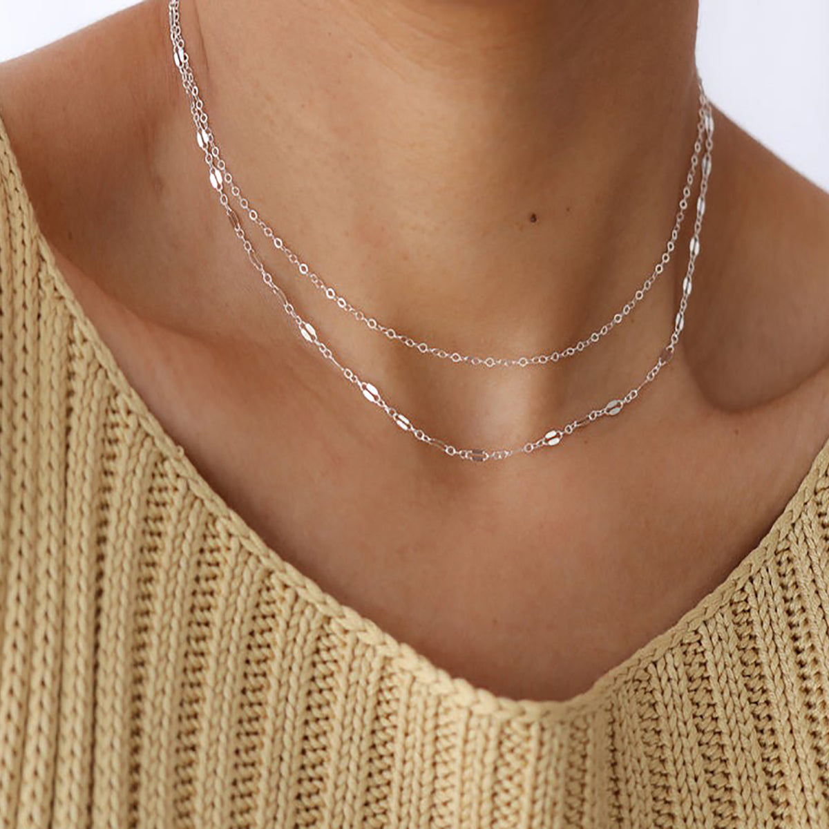 TASISO Gold Lace Chain Necklace Lip Chain Long Necklace
