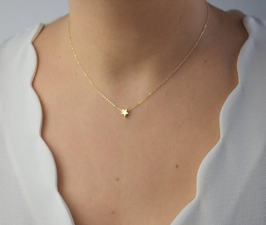 TASISO 14k Gold Plated Five Star Pendant Necklace