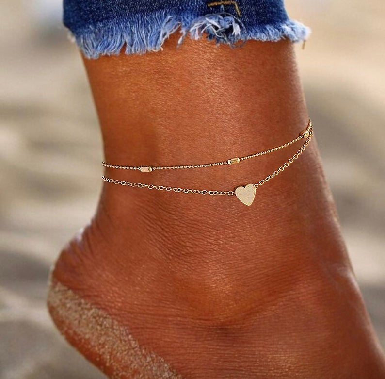 Gold Dainty Double Chain Anklet for Women, Summer Ankle Bracelet–  annikabella