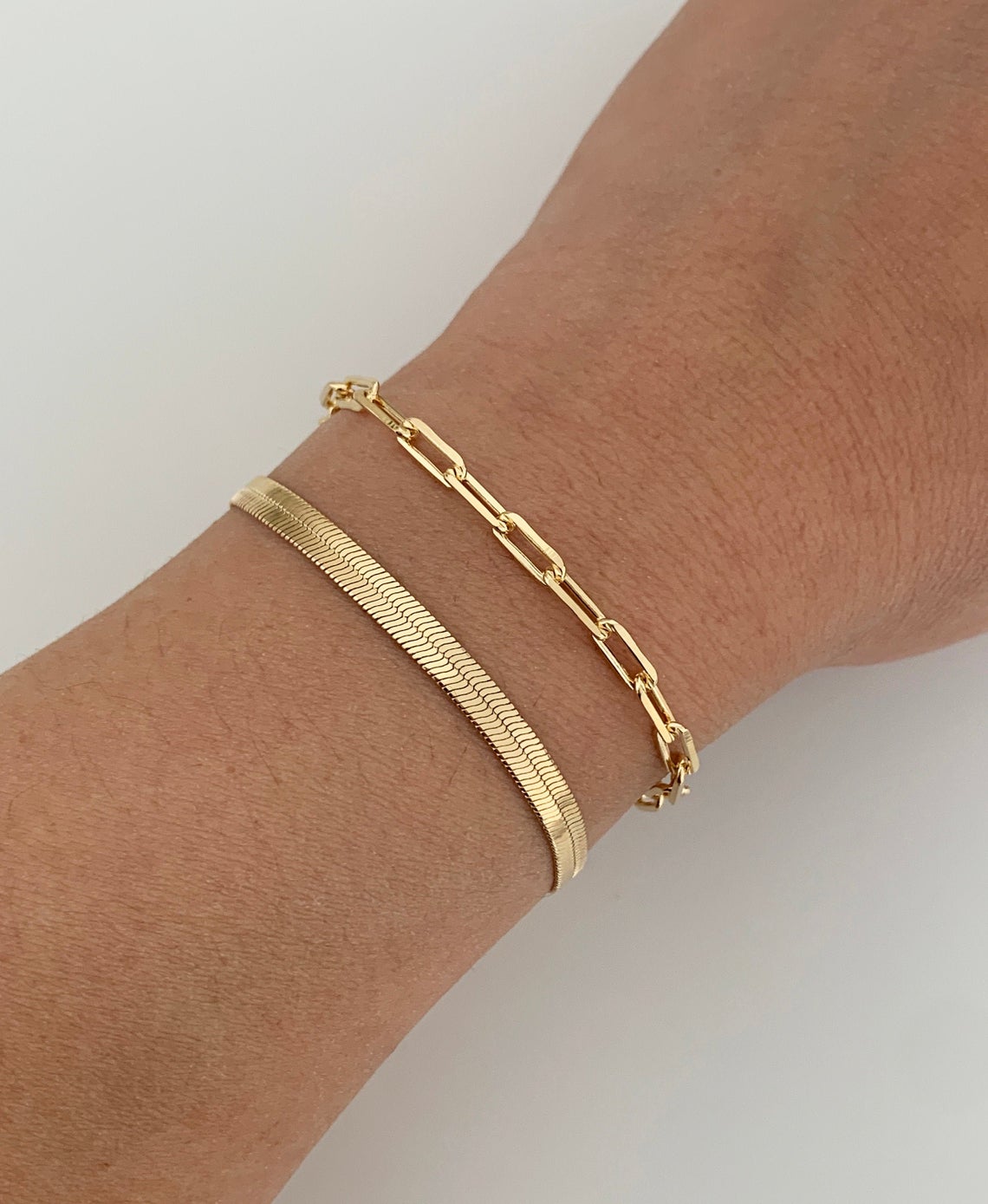 Tasiso Gold Plated Snake Chain Link Bracelet for Women