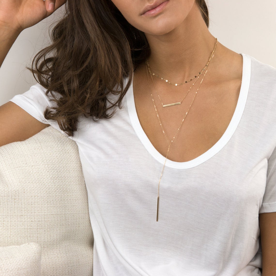 TASISO Gold Lace Chain Necklace Lip Chain Long Necklace