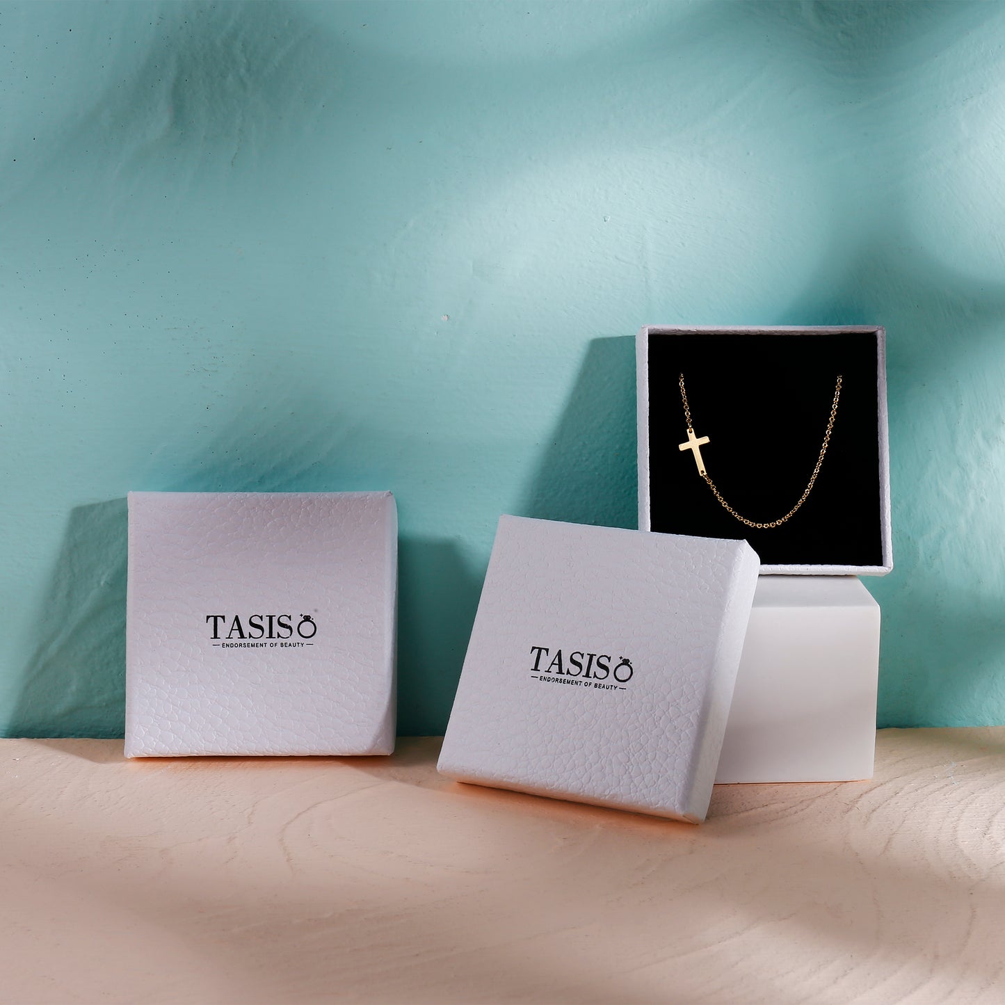 TASISO 14k Gold Plated Five Star Pendant Necklace