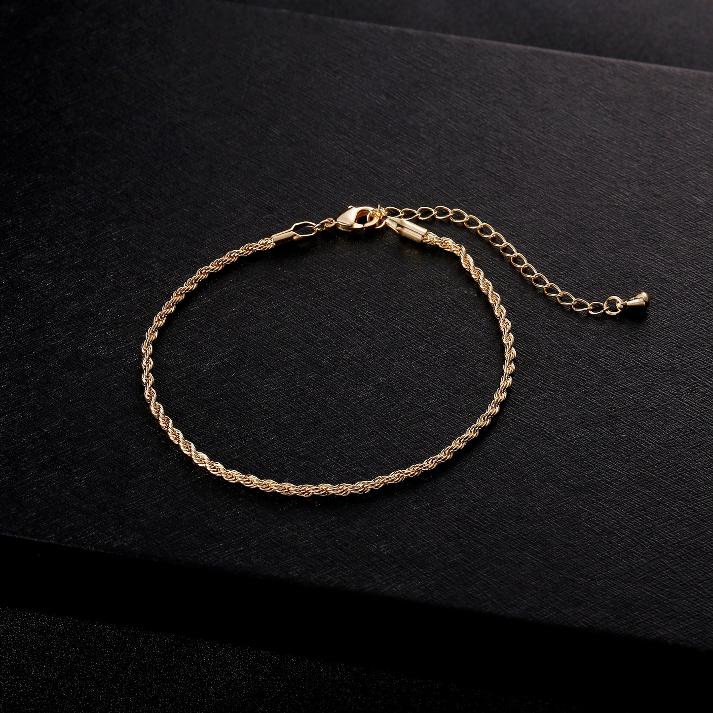 TASISO 14K Gold Plated Dainty Twist Rope Link Bracelet