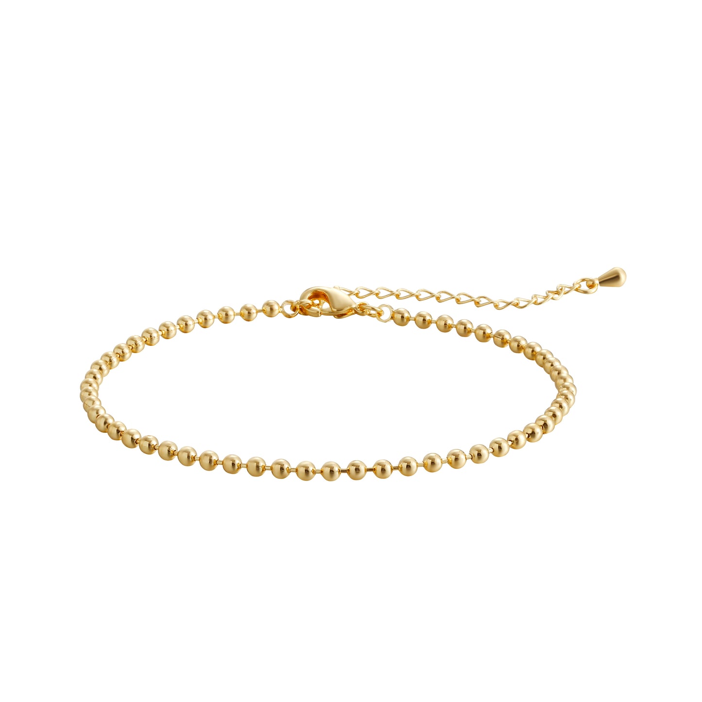 TASISO 14k Gold Plated Dainty Beaded Ball Link Bracelet
