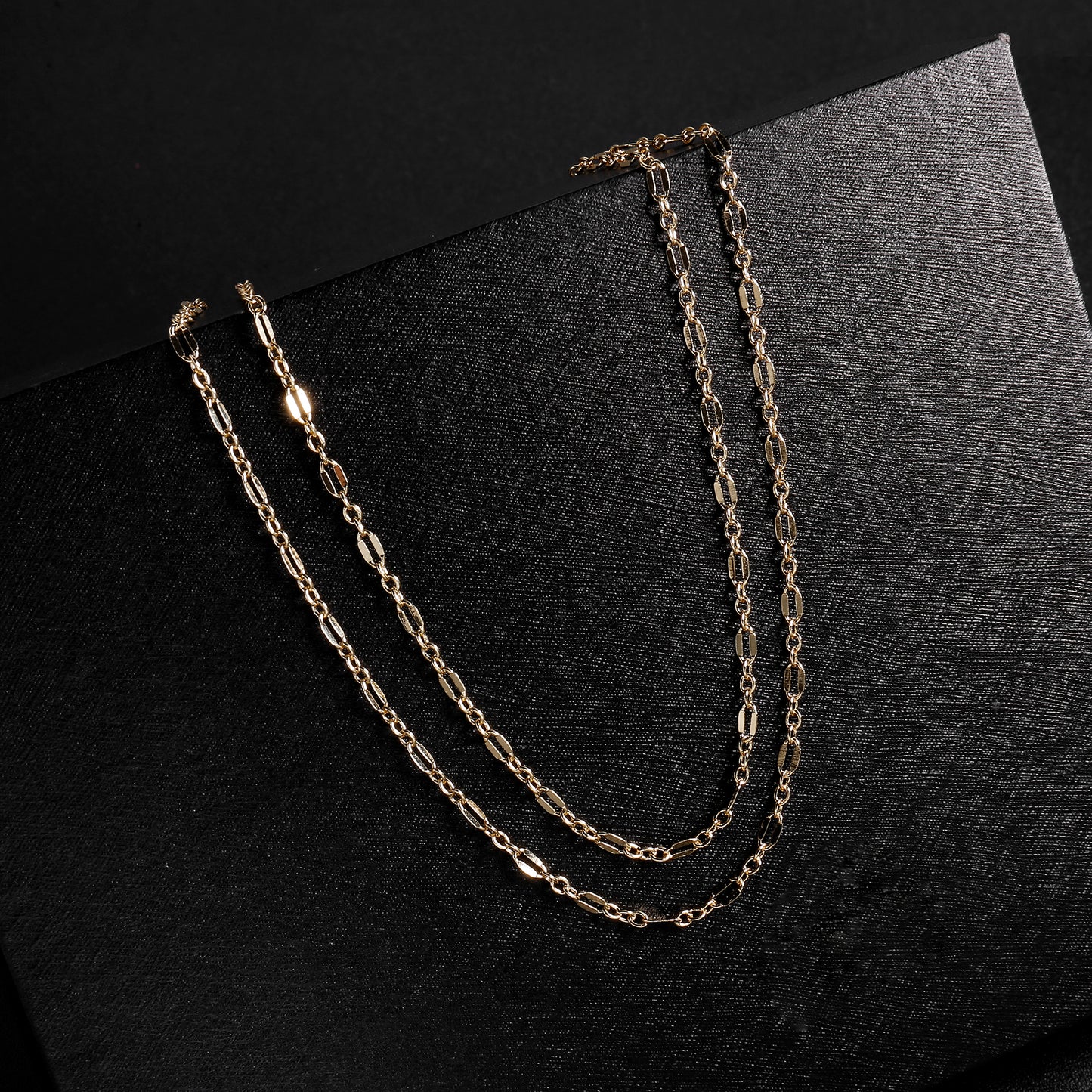 TASISO 14K Gold Plated Layered Lip Chain Choker Necklace