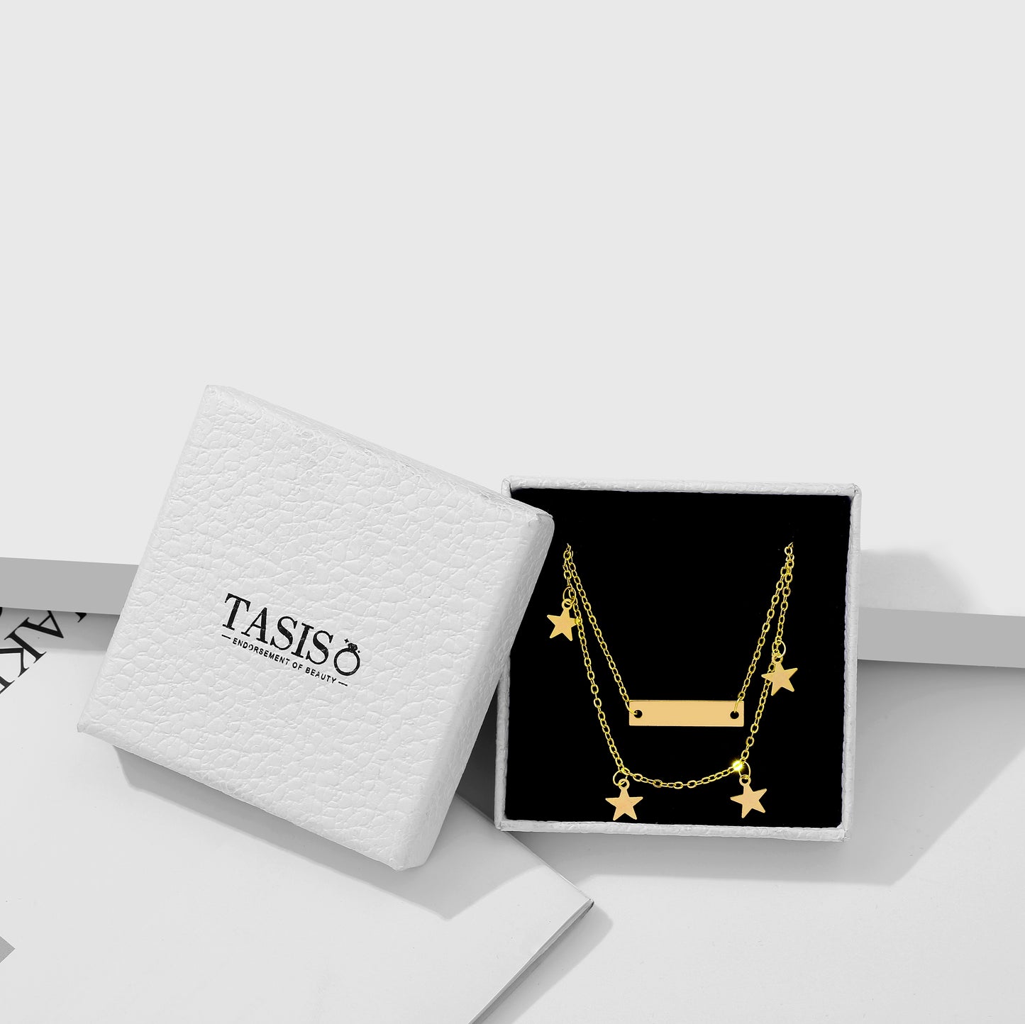 TASISO 14K Gold Plated Layered Star Bar Anklet for Women