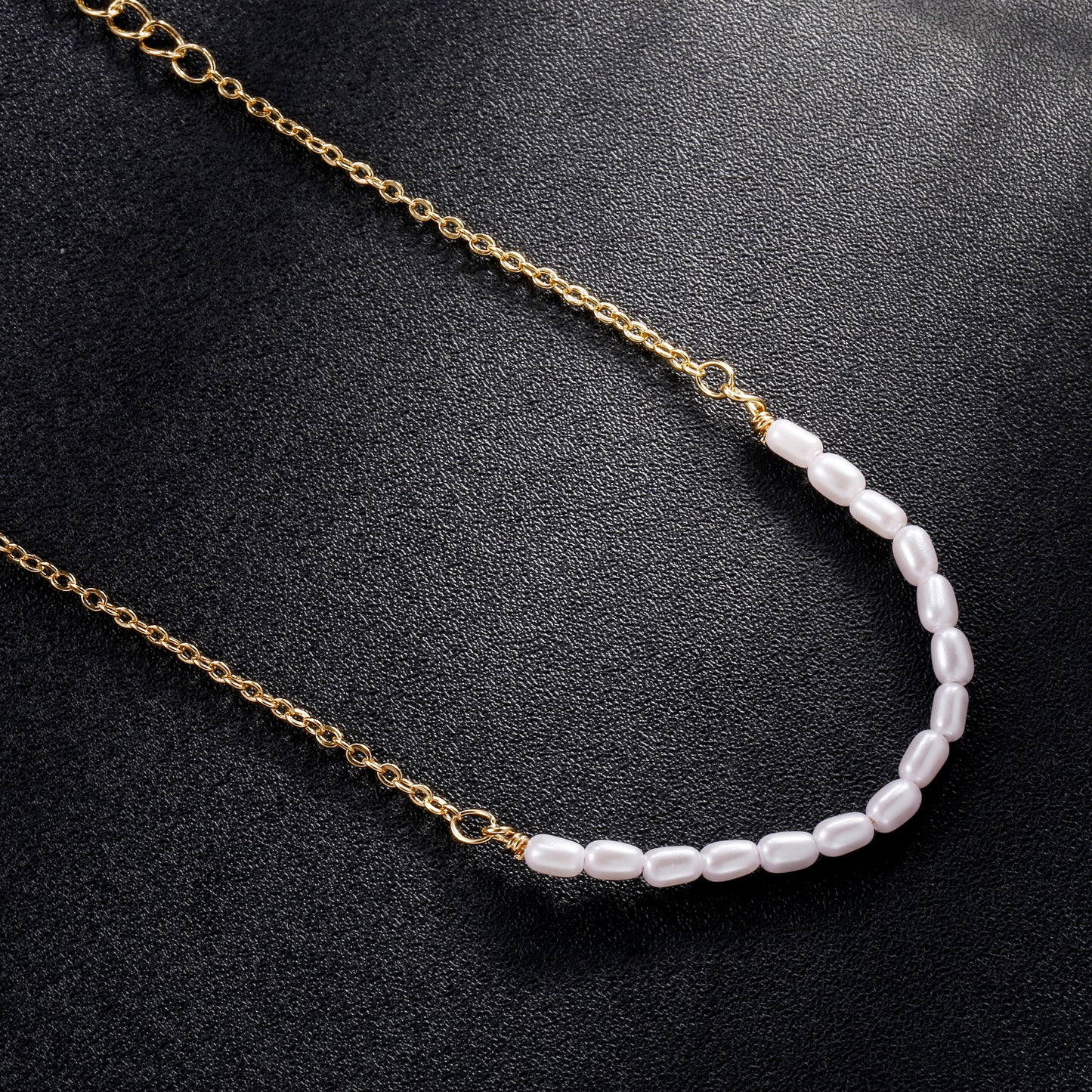 Tasiso 18k Gold Plated Pearl Chain Link Bracelet
