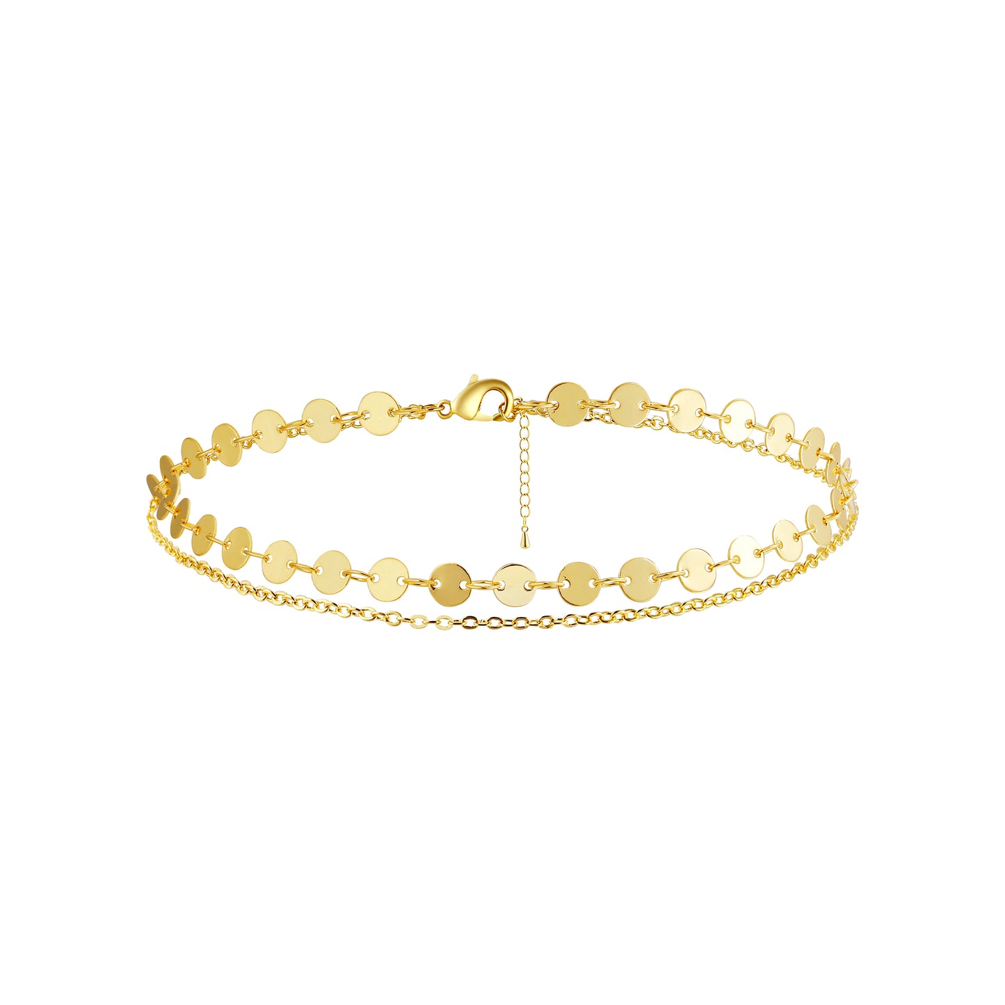 TASISO Gold Filled Layered Anklet with Coin Chain Layering Foot Bracelet