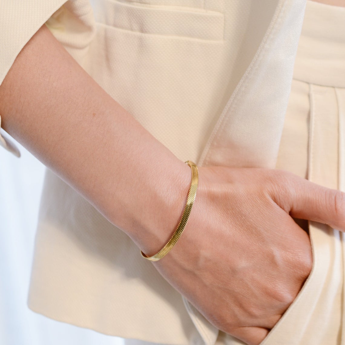 Tasiso Gold Plated Snake Chain Link Bracelet for Women