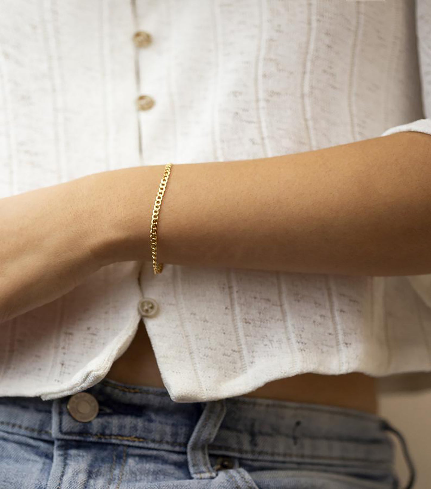 TASISO Delicate Curb Chain Bracelet for Women