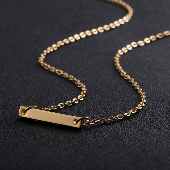 TASISO 14K Gold Plated Bar Pendant Necklace